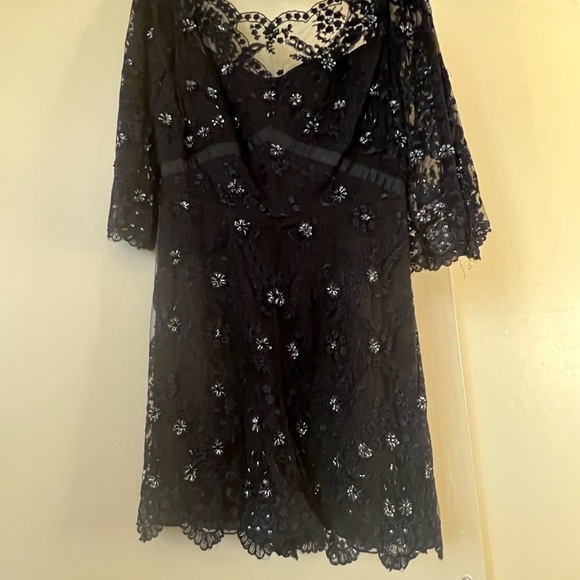 FREE PEOPLE RARE!!!!jeweled romper size 8 black and navy - Picture 11 of 13